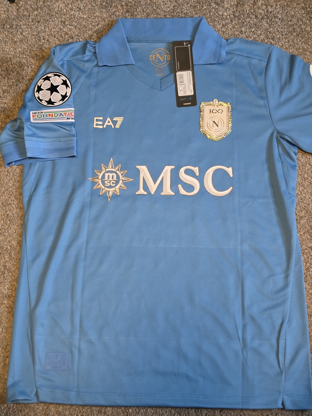 Napoli Light Blue Men's Football Jersey with MSC Sponsor